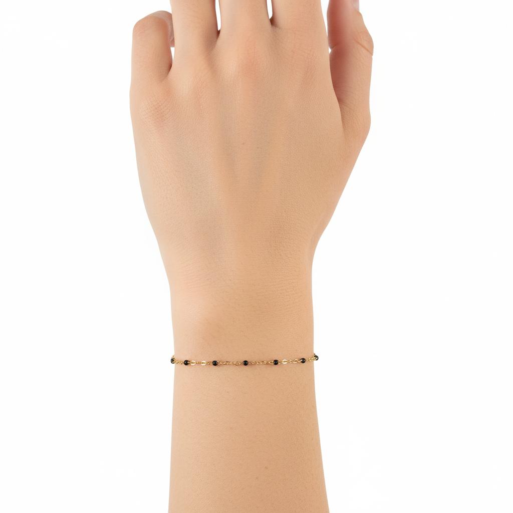 Gold & Black Flat Cable Enamel 1.7mm Chain