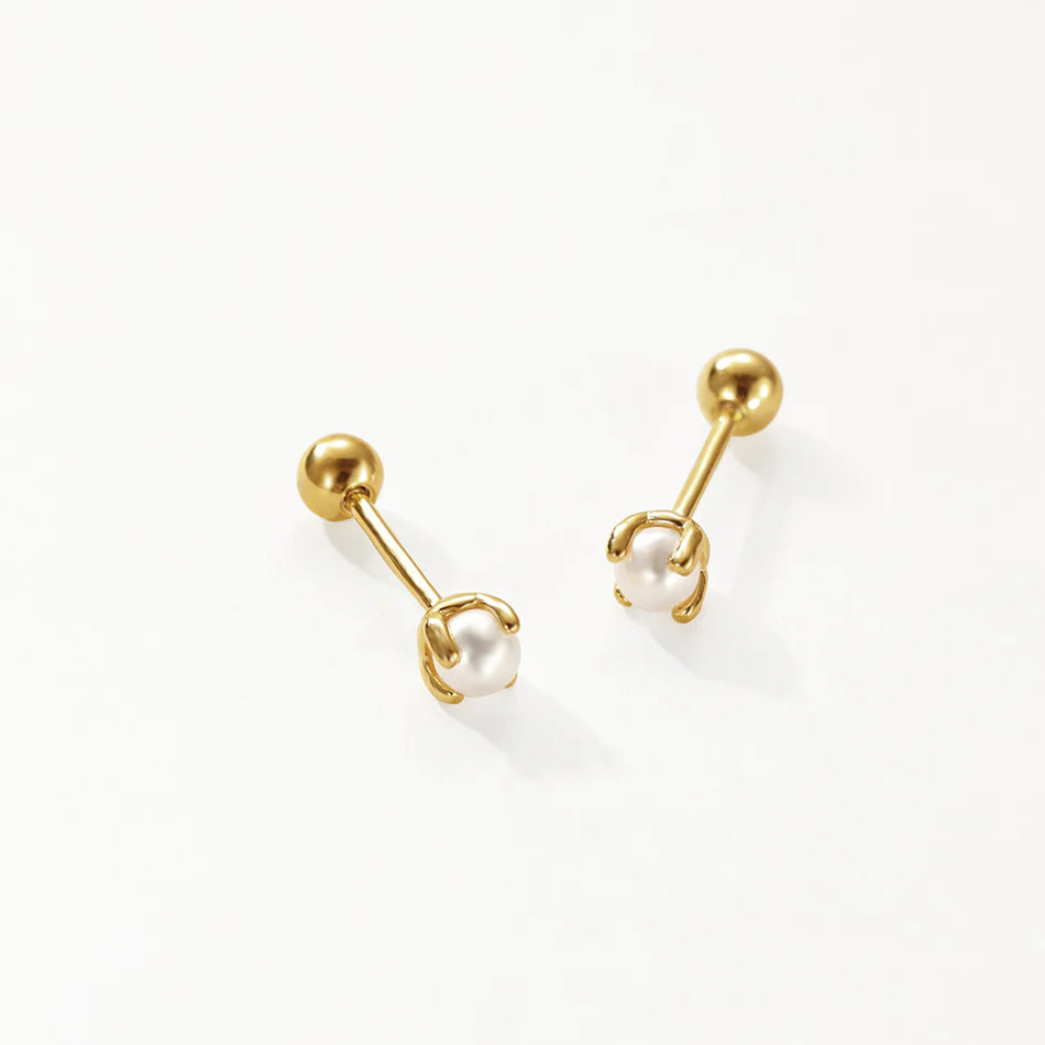 Mini Shell Pearl Stud Earrings