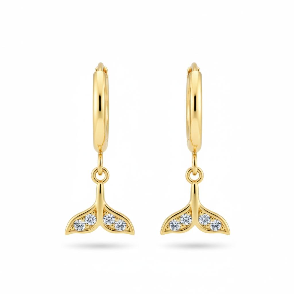 Fishtail Drop Hoop Earrings