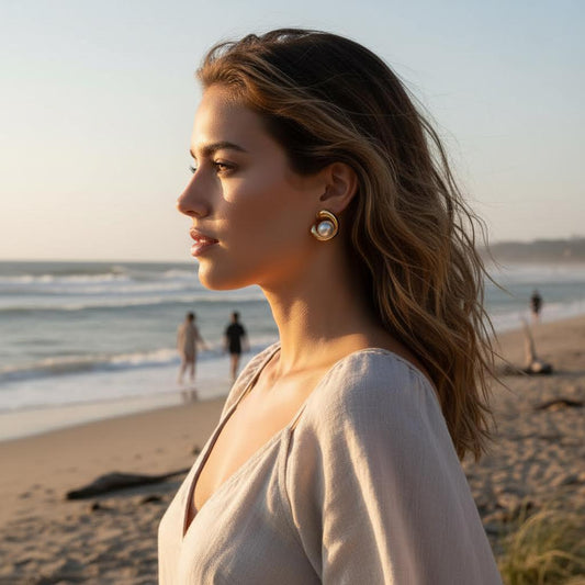 Half Circle Pearl Earrings