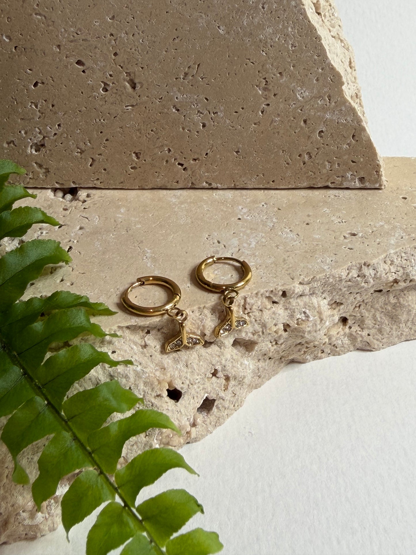 Fishtail Drop Hoop Earrings