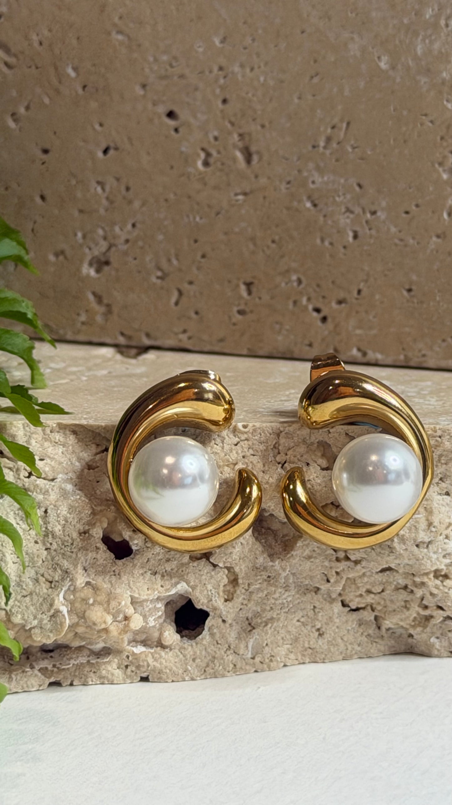 Half Circle Pearl Earrings