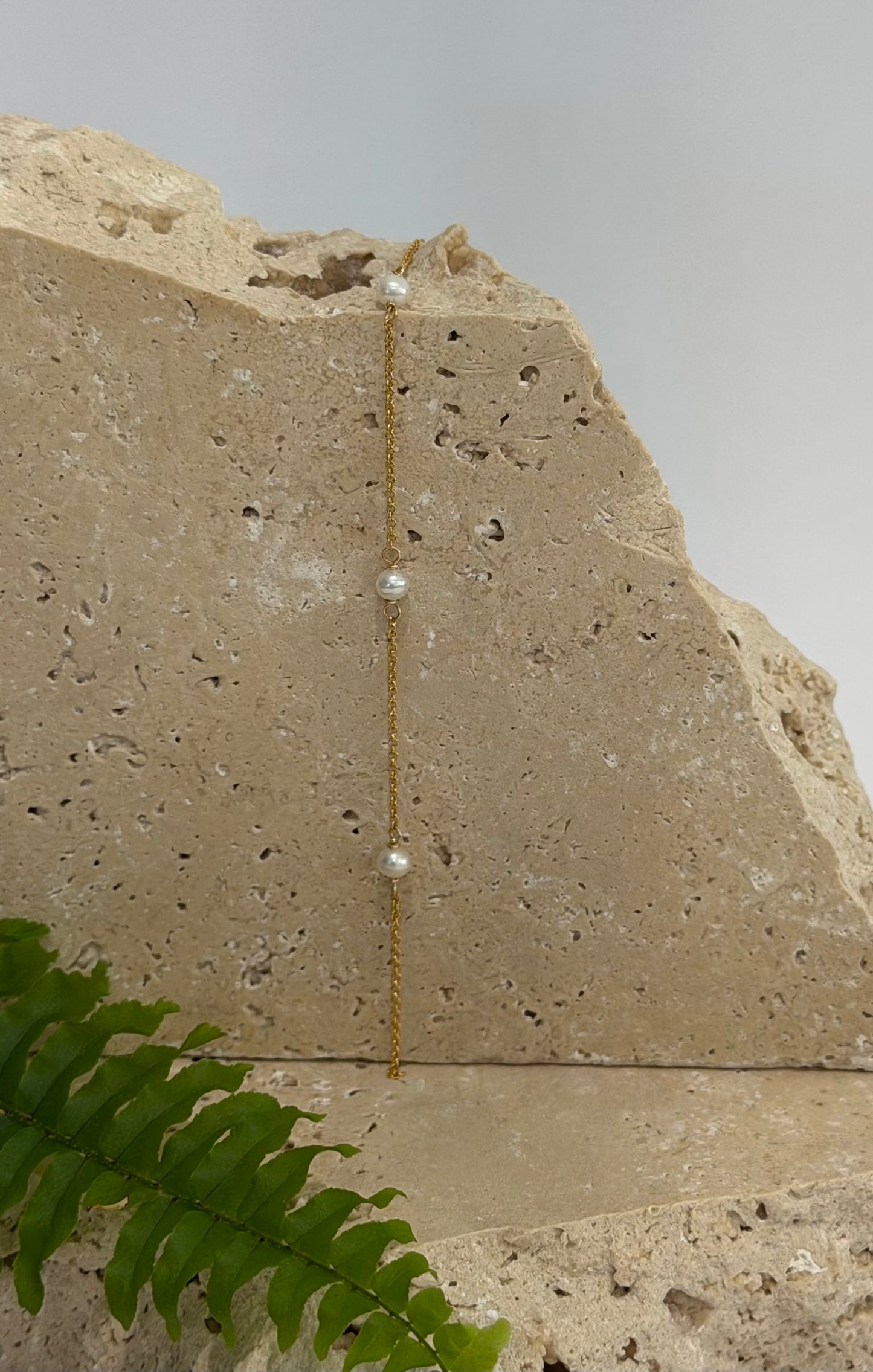 Gold Freshwater Pearl Rolo Chain