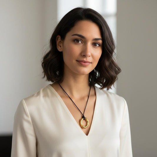 Irregular Pendant with Wax Cord Necklace