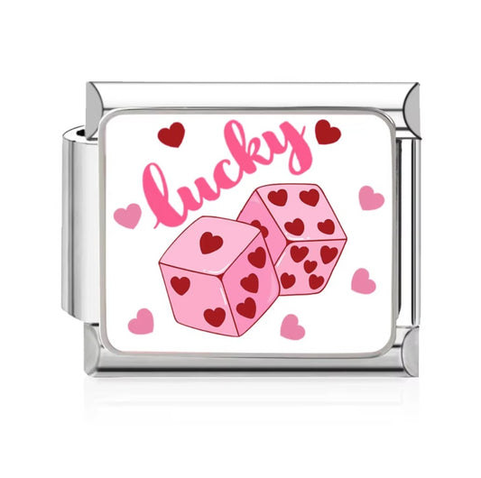 Gold Lucky Dice Italian Charm Bracelet