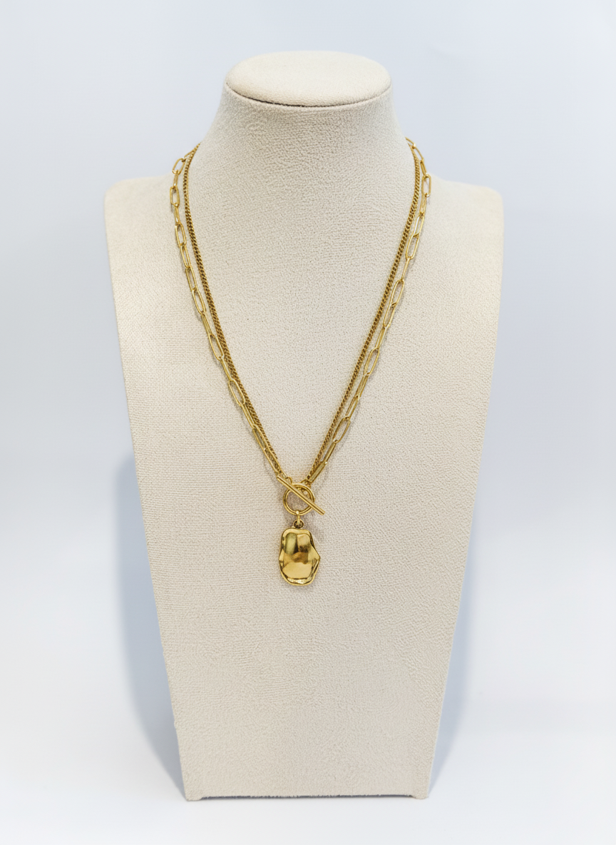 Long Pendant & Matching Double Chain Necklace