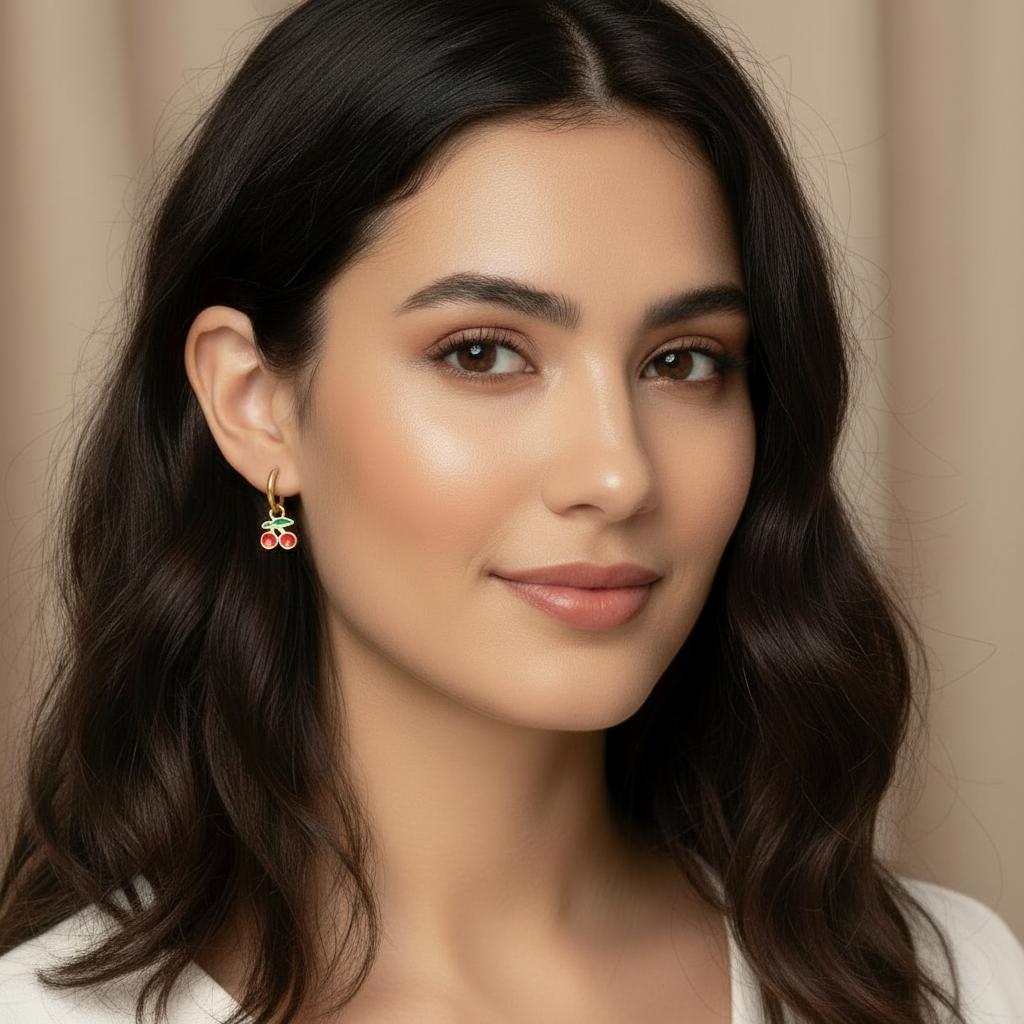 Red Cherry Hoop Earrings