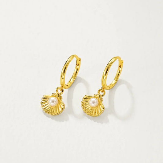 Shell Pearl Dangle Earrings