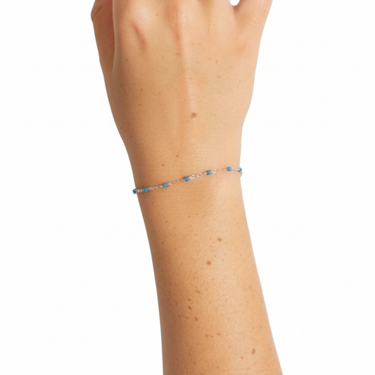 Silver & Light Blue Flat Cable Enamel 1.7mm Chain