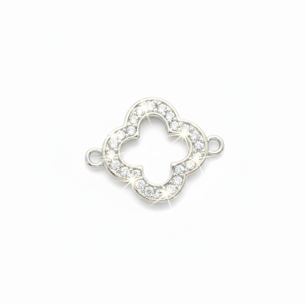 Silver Hollow Clover Charm