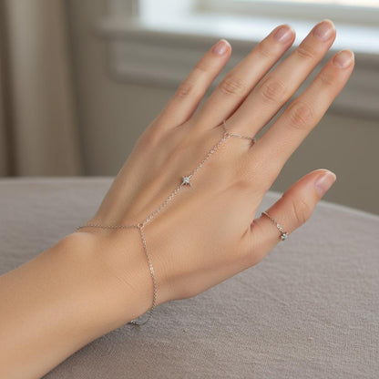 Silver CZ North Star Handchain