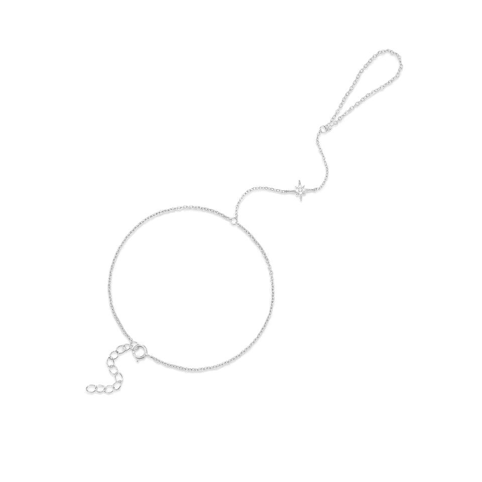 Silver CZ North Star Handchain