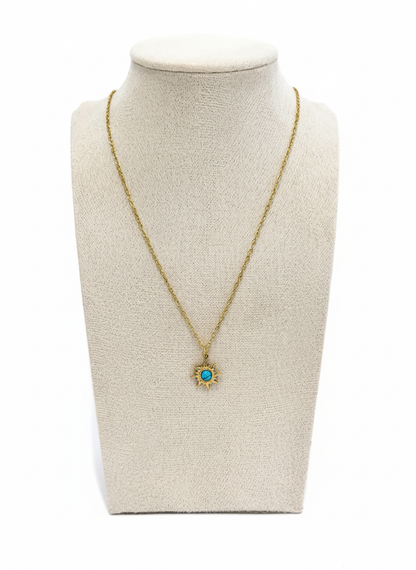 Blue Flower Stone Necklace