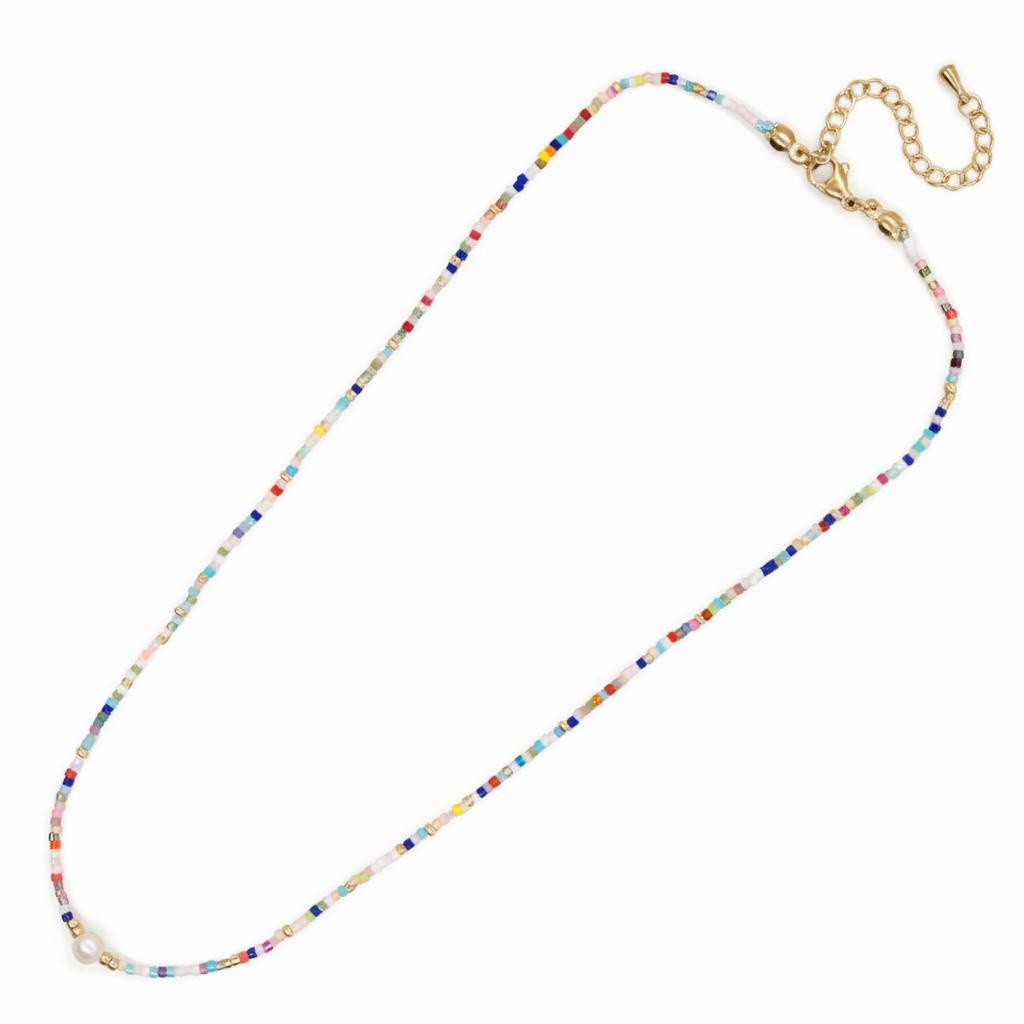 Boho Rainbow & Pearl Necklace