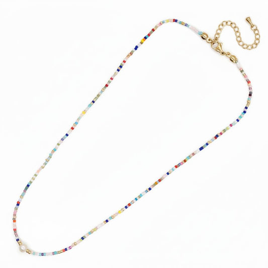 Boho Rainbow & Pearl Necklace