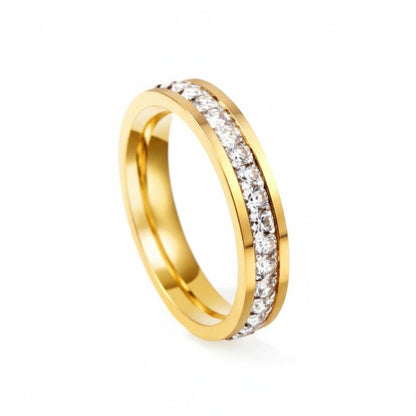 Geometric Gold CZ Ring