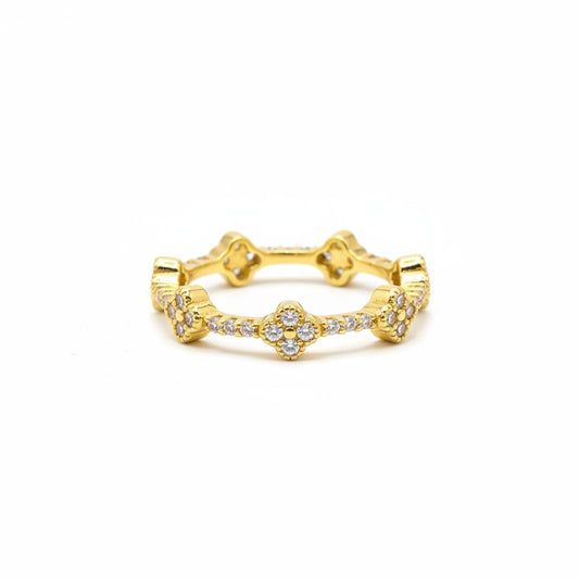 Clover Flower Ring CZ