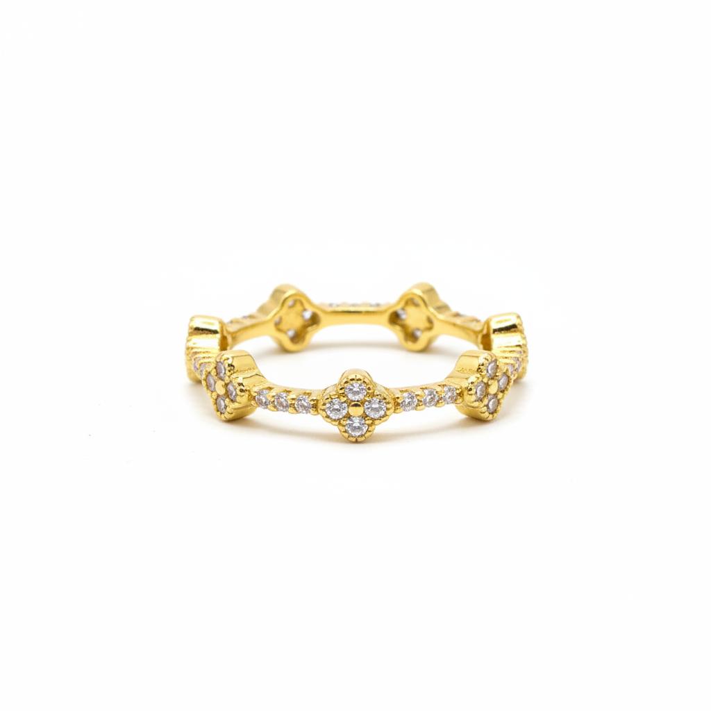 Gold Clover Ring Blue