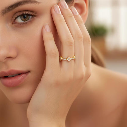 Clover Flower Ring CZ