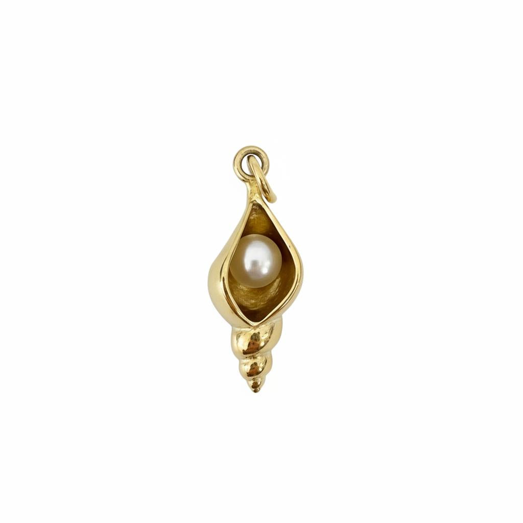 Gold Conch Pearl Charm