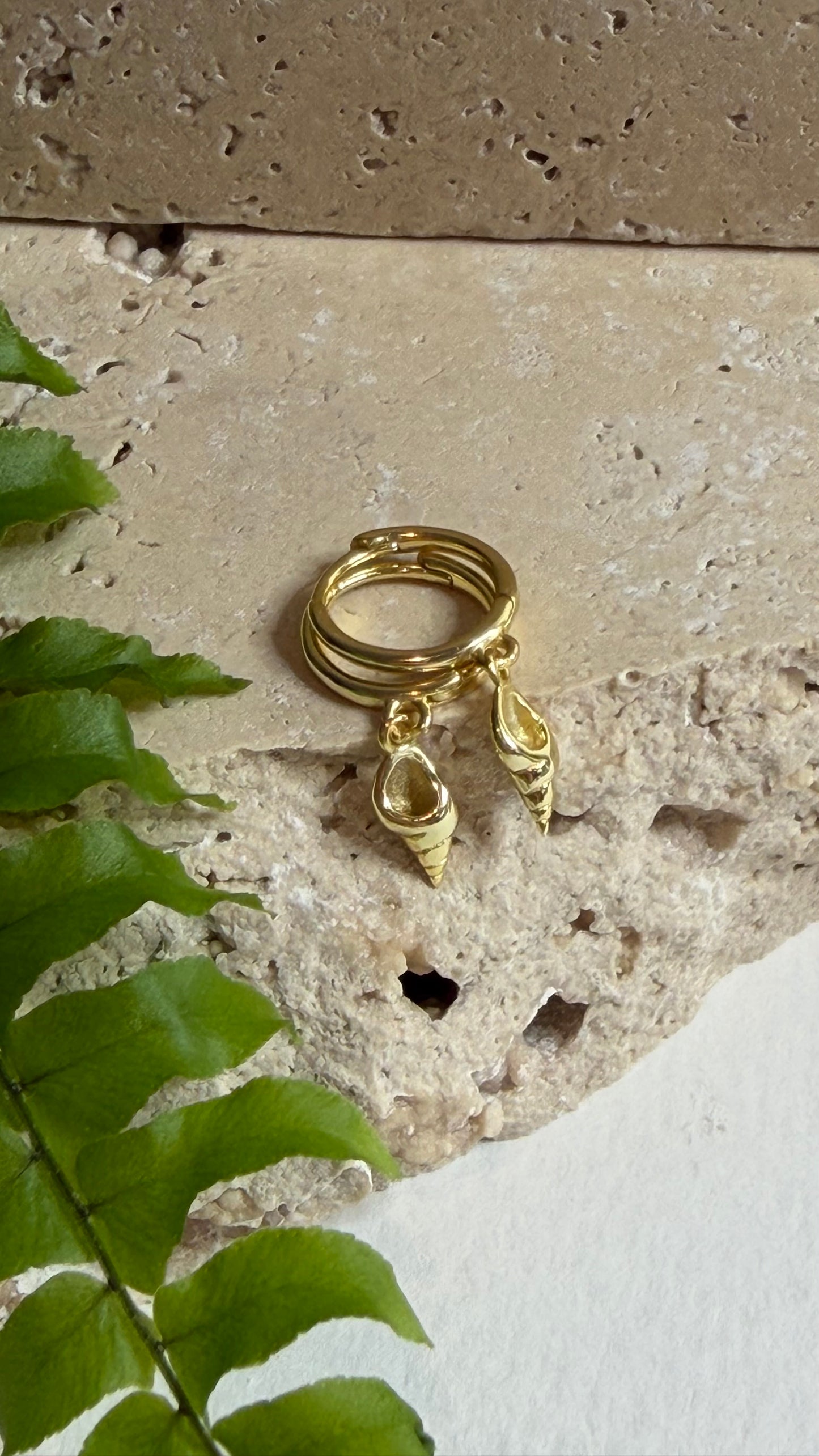 Conch Shell Drop Hoop Earrings