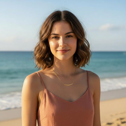 Curved Tube Pendant Necklace