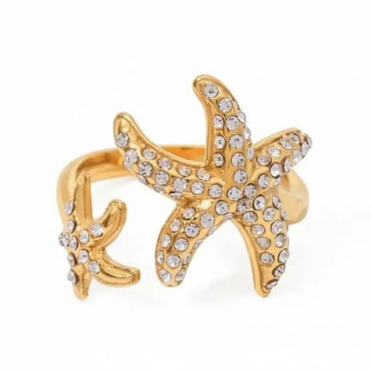 Diamante Starfish Cuff Ring