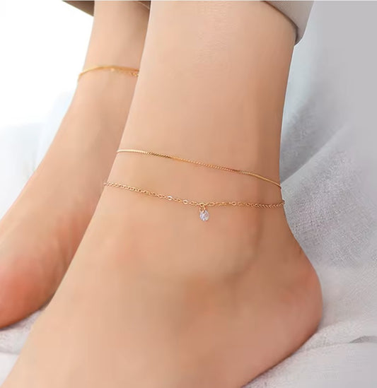 Double Layered Diamante Anklet