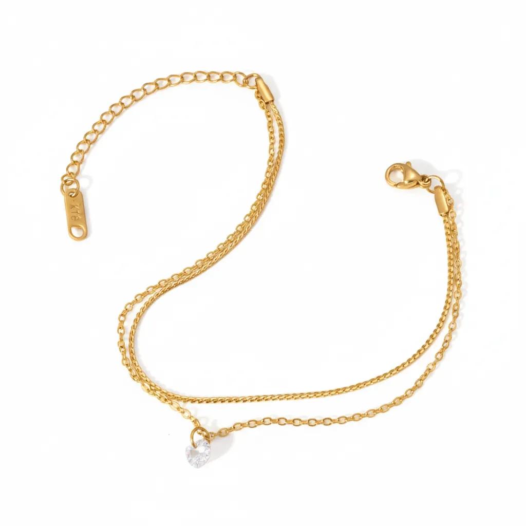 Double Layered Diamante Anklet