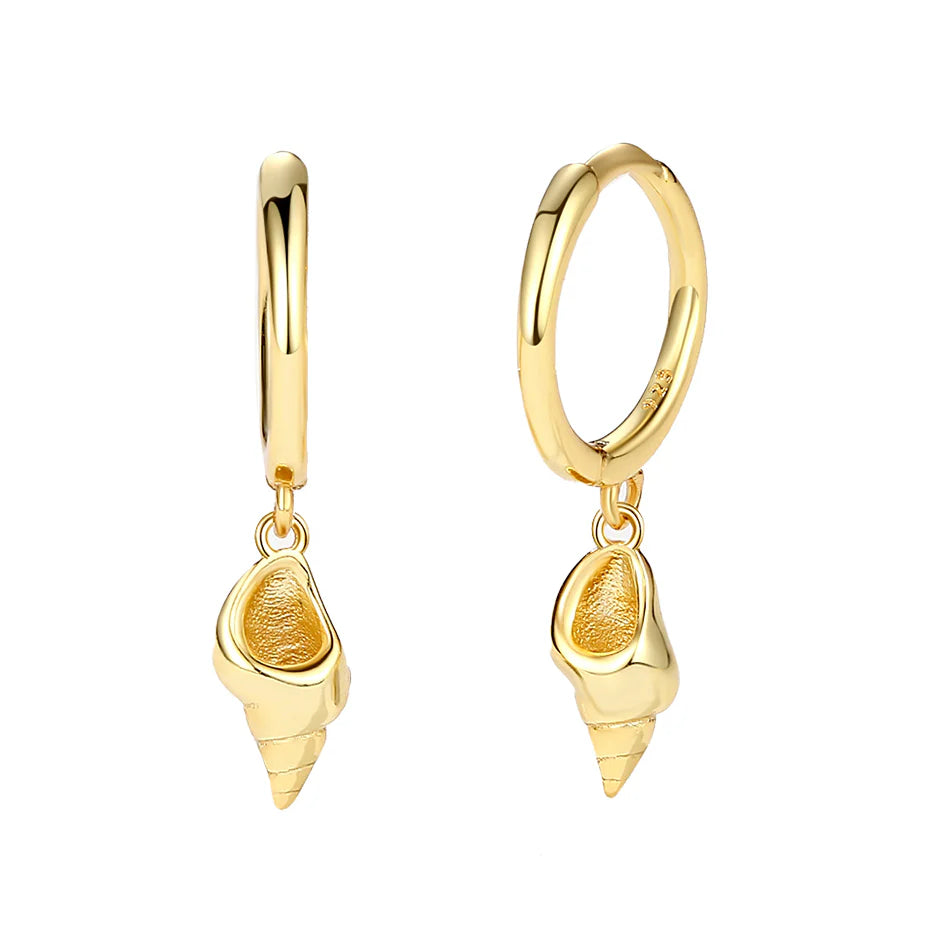 Conch Shell Drop Hoop Earrings