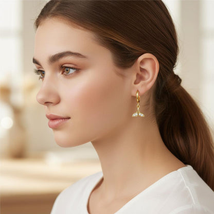 Fishtail Drop Hoop Earrings