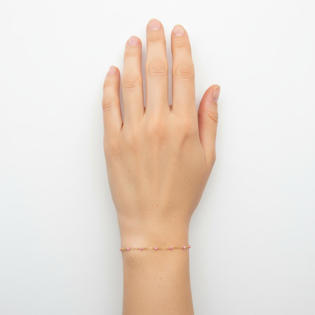 Gold & Pink Flat Cable Enamel 1.7mm Chain