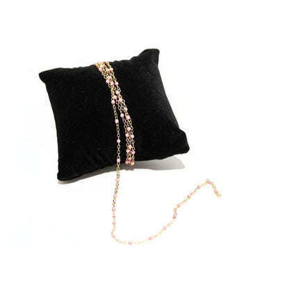 Gold & Pink Flat Cable Enamel 1.7mm Chain