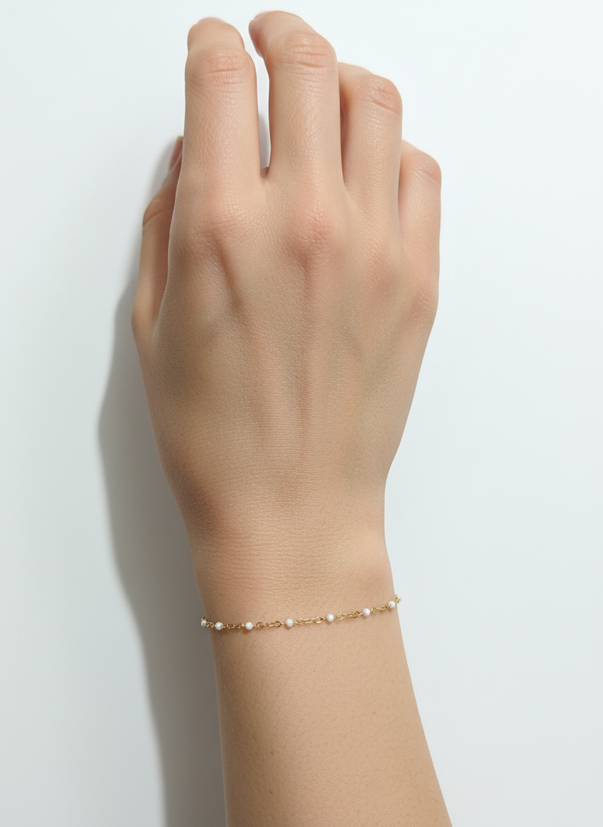 Gold & White Flat Cable Enamel 1.7mm Chain