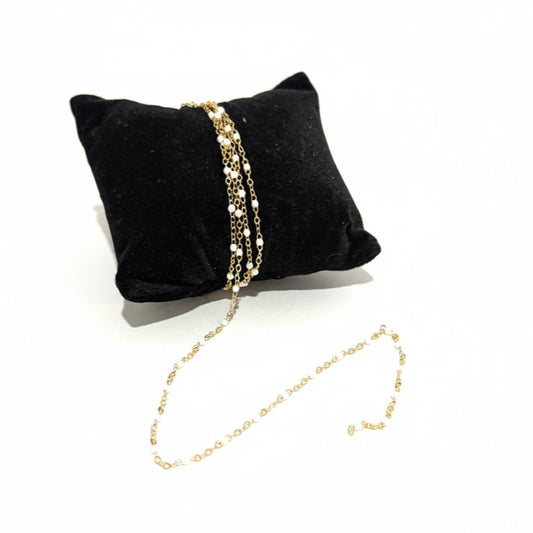 Gold & White Flat Cable Enamel 1.7mm Chain