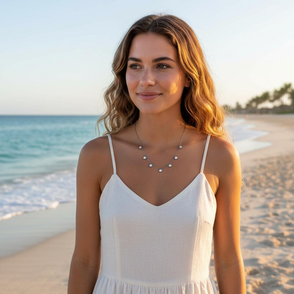 Flat Pearl Pendant Necklace