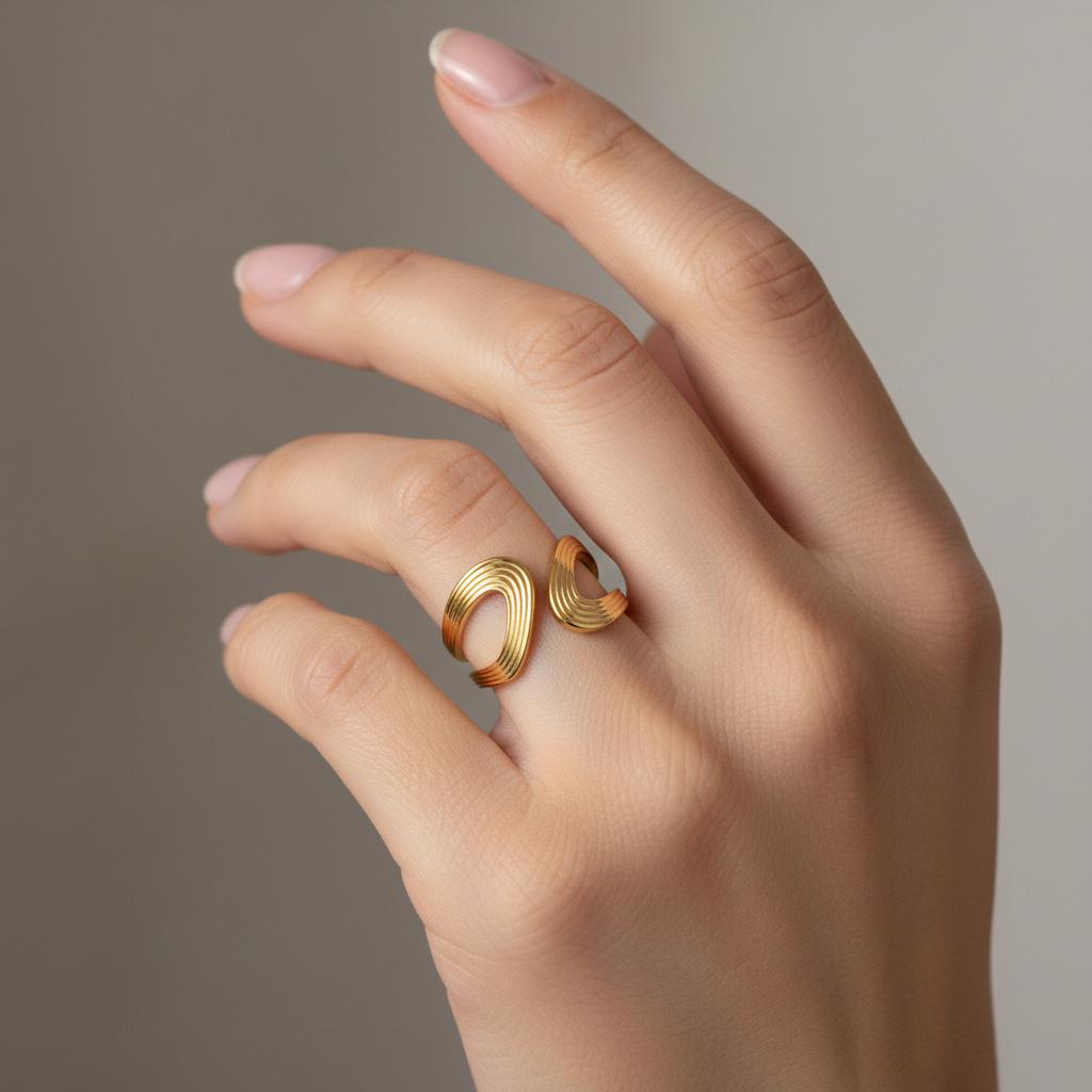 Geometric Gold Cuff Ring