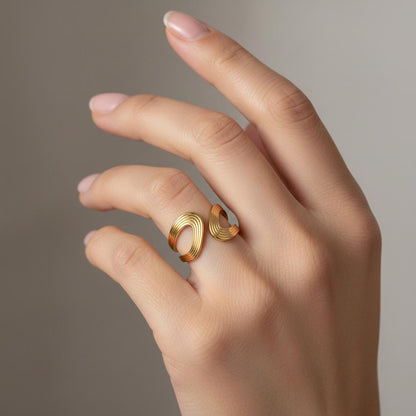 Geometric Gold Cuff Ring