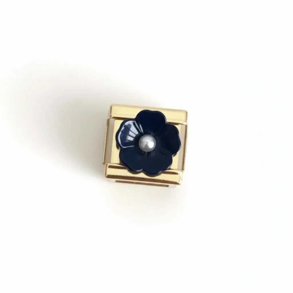 Gold Blue Raised Flower