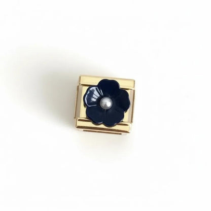 Gold Blue Raised Flower