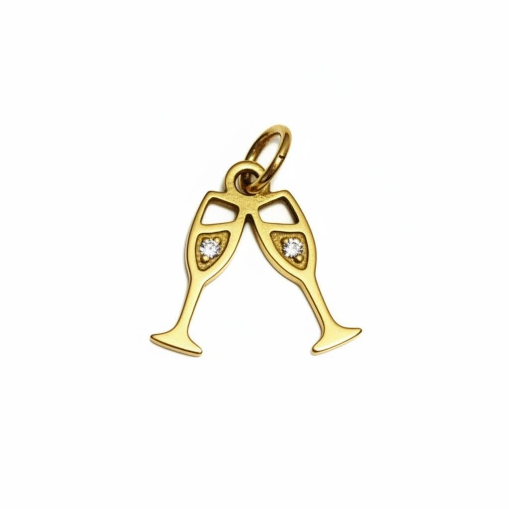 Gold Champagne Glasses Charm