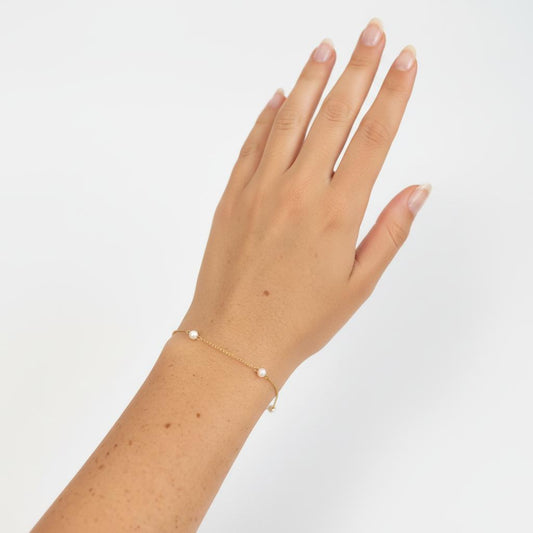 Gold Freshwater Pearl Rolo Chain