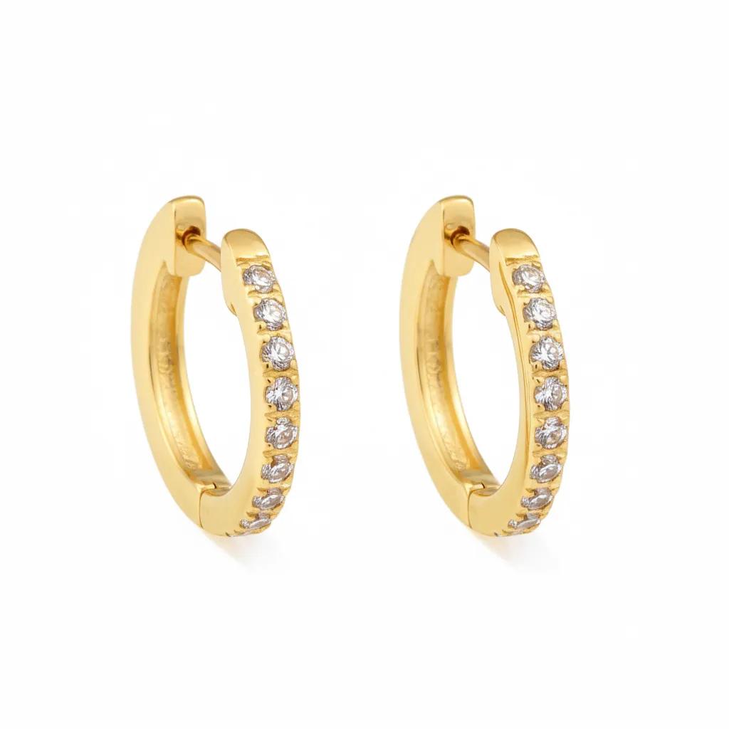 Hoop Gold CZ Earrings