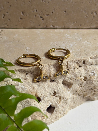 Fishtail Drop Hoop Earrings