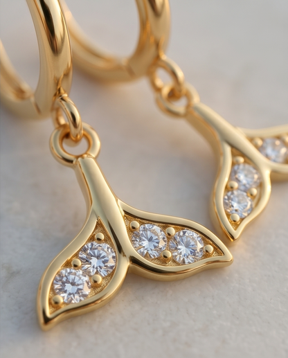 Fishtail Drop Hoop Earrings