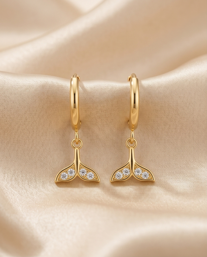Fishtail Drop Hoop Earrings