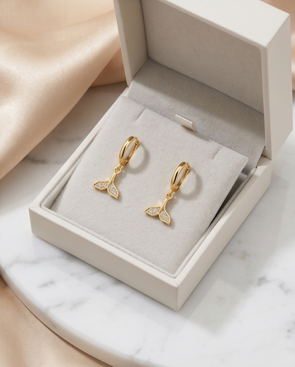 Fishtail Drop Hoop Earrings