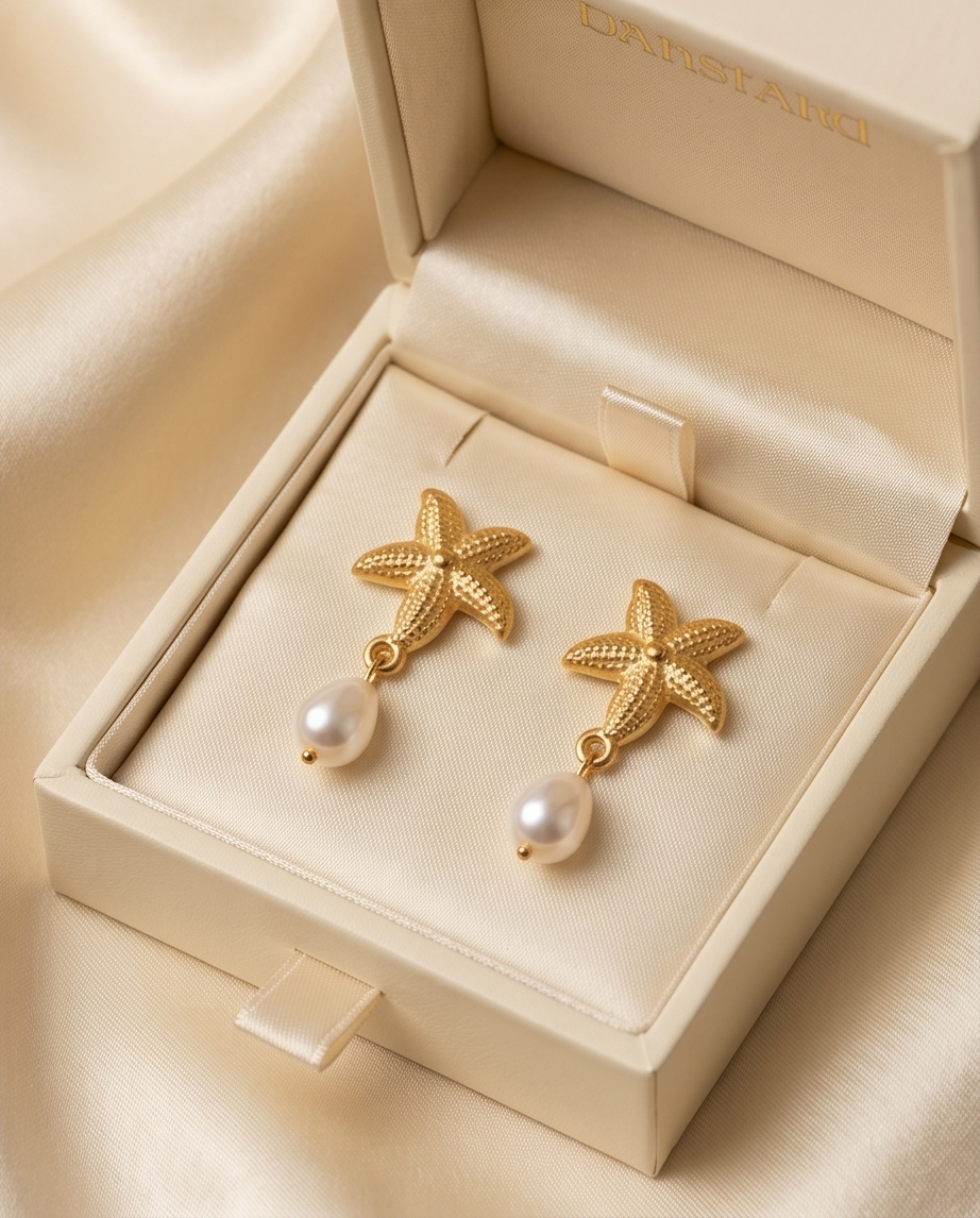 Starfish Pearl Drop Earrings