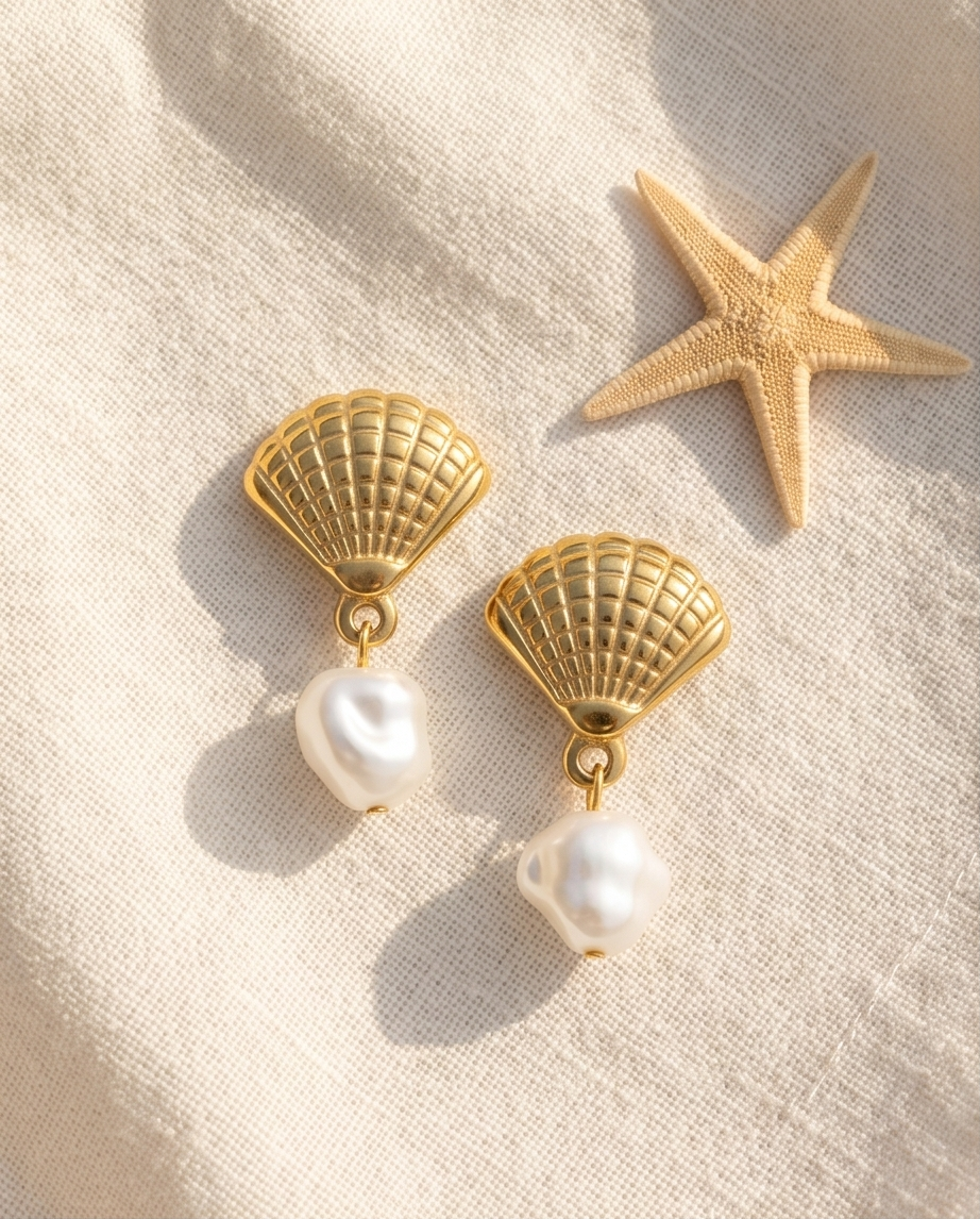 Shell Pearl Drop Earring