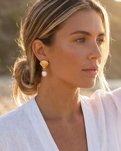 Shell Pearl Drop Earring